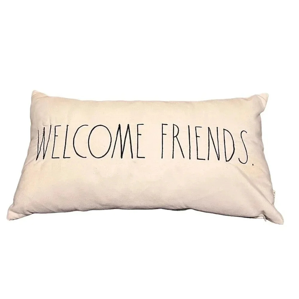 Rae Dunn Reversible Lumbar Pillow Welcome Friends Pineapple Design